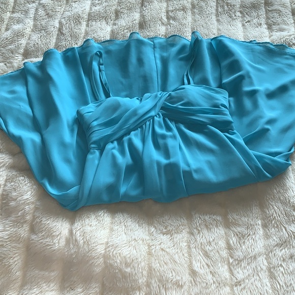 Evan picone turquoise sheer chiffon babydoll swing mini dress S - Picture 16 of 16